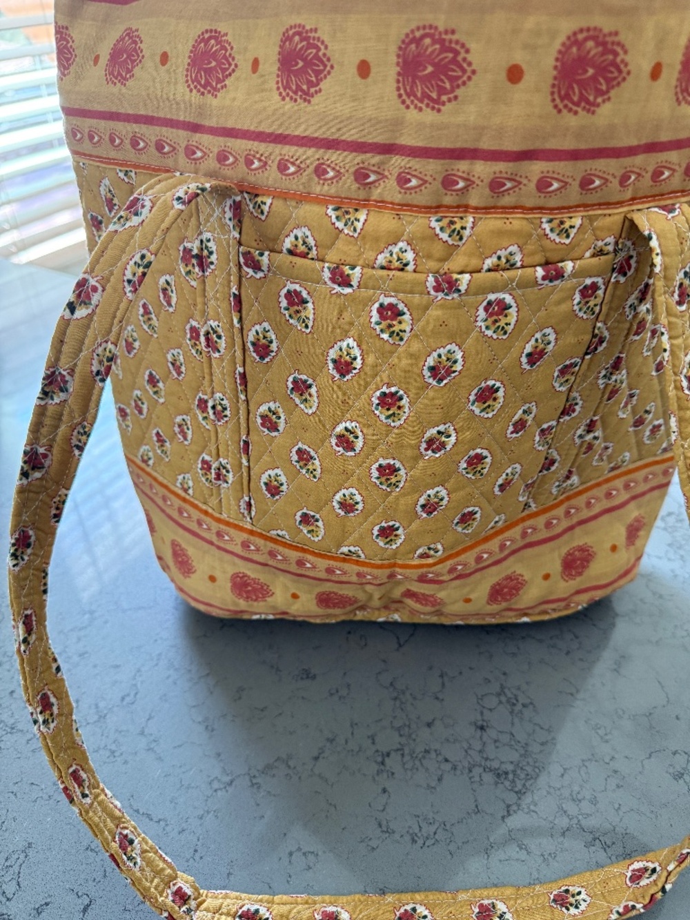 Vintage Vera Bradley Bali Gold Retired Floral Paisley Quilted Tote Shoulder Bag